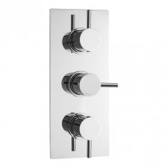 Nuie Quest Triple Handle Rectangular Concealed Shower Valve with 3 Outlet - Chrome - QUEV53-CO-1