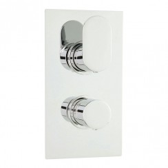 Hudson Reed Reign Round Twin Concealed Thermostatic Shower Valve with Diverter - 2 Outlet - Chrome REI3607-CO-1