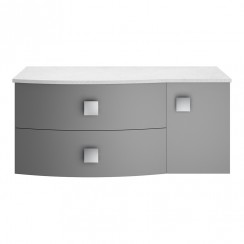 Hudson Reed Sarenna 1000mm Wall Hung Vanity Unit & White Marble Top Basin 1TH - Dove Grey - Left Handed - SAR203L-CO-1