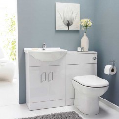 Nuie Saturn Toilet and Round Basin Unit High Gloss White