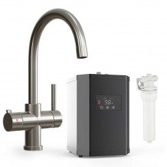 Soho 3 Way Instant Hot Water Kitchen Tap Complete Unit - Brushed Nickel
