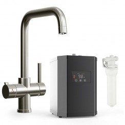 Lisbon 3 Way Instant Hot Water Kitchen Tap Complete Unit - Brushed Nickel