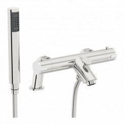 Soho Chrome Deck Mounted Thermostatic Bath Shower Mixer Tap - Modern Rounded Design - TBSM02C+WL-R1, By Bathroom House