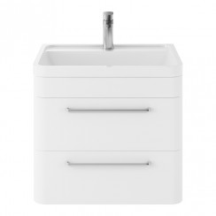Hudson Reed Solar 600mm Wall Hung 2-Drawer Vanity Unit & Polymarble Basin - Pure White - SOL102-CO-1