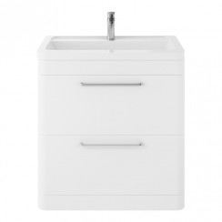 Hudson Reed Solar 800mm Floorstanding 2-Drawer Vanity Unit & Ceramic Basin 1TH - Pure White - SOL103A-CO-1