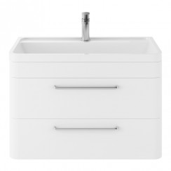 Hudson Reed Solar 800mm Wall Hung 2-Drawer Vanity Unit & Polymarble Basin - Pure White - SOL104-CO-1