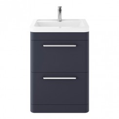 Hudson Reed Solar 600mm Floorstanding 2-Drawer Vanity Unit & Ceramic Basin 1TH - Indigo Blue - SOL301A-CO-1