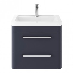 Hudson Reed Solar 600mm Wall Hung 2-Drawer Vanity Unit & Ceramic Basin 1TH - Indigo Blue - SOL302A-CO-1