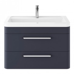 Hudson Reed Solar 800mm Wall Hung 2-Drawer Vanity Unit & Ceramic Basin 1TH - Indigo Blue - SOL304A-CO-1