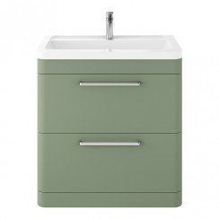 Hudson Reed Solar 800mm Floorstanding 2-Drawer Vanity Unit & Ceramic Basin 1TH - Fern Green - SOL803A-CO-1