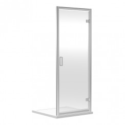 Nuie Rene Hinged Shower Door with Satin Chrome Profile 1850mm H x 700mm W x 6mm Glass  - SQHD70-CO-1