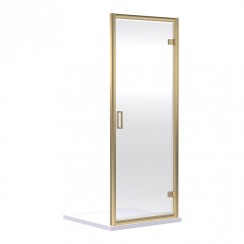 Nuie Rene Hinged Shower Door with Brushed Brass Frame 800mm W x 1850mm H x 6mm Glass SQHD80BB-CO-1