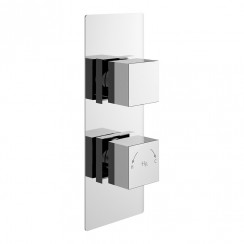 Hudson Reed Square Twin Concealed Thermostatic Shower Valve with 1 Outlet - Chrome SQRTW01-CO-1