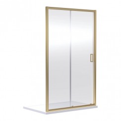 Nuie Rene Sliding Shower Door with Brushed Brass Frame 1000mm W x 1850mm H x 6mm Glass SQSL10BB-CO-1