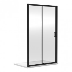 Nuie Rene Single Sliding Shower Door with Matt Black Profile 1850mm H x 1400mm W x 6mm Glass - SQSL14BP-CO-1