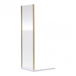 Nuie Rene Side Panel with Brushed Brass Frame 900mm W x 1850mm H x 6mm Glass SQSP90BB-CO-1