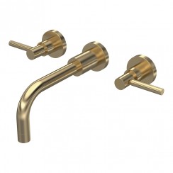 Hudson Reed Tec Lever Wall Mounted Basin Mixer Tap - Brushed Brass - TEL817 CO-1