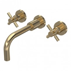 Hudson Reed Tec Crosshead Wall Mounted Basin Mixer Tap - Brushed Brass - TEX817 CO-1