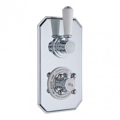 Old London by Hudson Reed Topaz Chrome Traditional Twin Concealed Thermostatic Shower Valve with 1 Outlet - White Indices & Lever TSVT002-CO-1