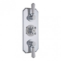 Old London by Hudson Reed Topaz Chrome Traditional Triple Concealed Thermostatic Shower Valve with Diverter - 3 Outlet - White Indices & Lever TSVT005-CO-1