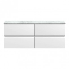 Hudson Reed Urban 1200mm Wall Hung 4-Drawer Vanity Unit & Bellato Grey Worktop - Satin White - CO-1