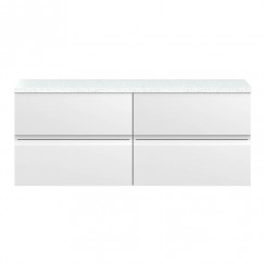 Hudson Reed Urban 1200mm Wall Hung 4-Drawer Vanity Unit & Sparkling White Worktop - Satin White - CO-1