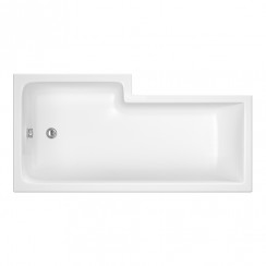 Nuie Square L-Shaped Shower Bath 1500mm L x 850mm W - Gloss White - Right Handed - WBS1585R-CO-1