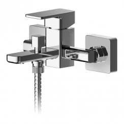 Nuie Windon Wall Mounted Bath Shower Mixer Tap with Shower Kit - Chrome - WIN316-CO-1