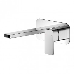 Nuie Windon Wall Mounted 2-Hole Basin Mixer Tap with Plate - Chrome - WIN328-CO-1