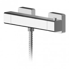 Nuie Windon Square Thermostatic Bar Shower Valve Bottom Outlet - Chrome - WIN503-CO-1