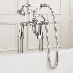 Windsor Traditional Chrome Freestanding Bath Shower Mixer Tap With Straight Legs - TBT16C+FBTL01
