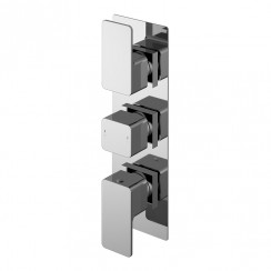 Nuie Windon Triple Handle Thermostatic Concealed Shower Valve with Diverter 3 Outlet - Chrome - WINTR03-CO-1