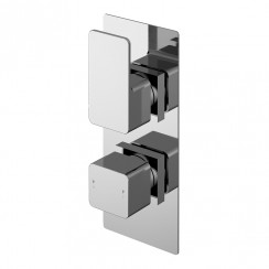 Nuie Windon Dual Handle Thermostatic Concealed Shower Valve with 1 Outlet - Chrome - WINTW01-CO-1