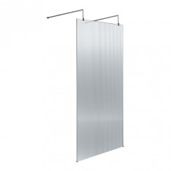 Hudson Reed Fluted Wetroom Shower Screen with Chrome Support Arms & Feet 900mm W x 1950mm H x 8mm Glass - WRAF19590-CO-1