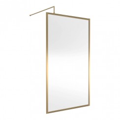 WRFBB1811 Nuie Wetroom Screen with Brushed Brass Full Outer Frame 1100mm W x 1000mm D x 1850mm H, WRSC11, FIX025, WRSF013, WRSF015UF WRFBB1811-CO-1