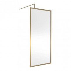 WRFBB1890 Nuie Wetroom Screen with Brushed Brass Full Outer Frame 900mm W x 1000mm D x 1850mm H, WRSC090, FIX025, WRSF013, WRSF015UF WRFBB1890-CO-1