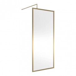 Hudson Reed Wetroom Screen with Full Brushed Brass Outer Frame 900mm W x 1950mm H x 8mm Glass WRFBB1990-CO-1