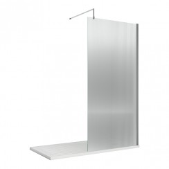 Nuie Fluted Wetroom Shower Screen with Chrome Profile & Support Bar 1850 mm H x 1000mm W x 8mm Glass - WRFL18510-CO-1