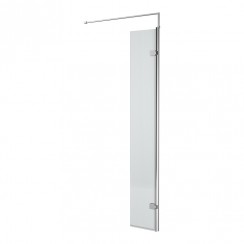 Nuie Fluted Wetroom Shower Screen with Chrome Hinged Profile & Support Bar 1850 mm H x 322mm W x 8mm Glass - WRFL18530H-CO-1