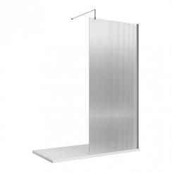 Hudson Reed Fluted Wetroom Shower Screen with Chrome Profile & Support Bar 1000 mm W x 1950 mm H x 8 mm Glass - WRFL19510-CO-1