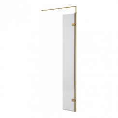 Hudson Reed Fluted Wetroom Screen with Brushed Brass Support Bar 300mm W x 1950mm H WRFL19530BB-CO-1