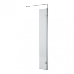 Hudson Reed Fluted Wetroom Return Shower Screen with Chrome Hinged Profile & Support Bar 300 mm W x 1950 mm H x 8 mm Glass - WRFL19530H-CO-1
