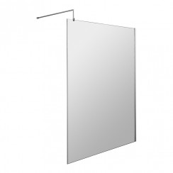 Hudson Reed Wetroom Shower Screen with Chrome Profile & Support Bar 1200mm W x 1950mm H x 8mm Glass - WRSB1200-CO-1