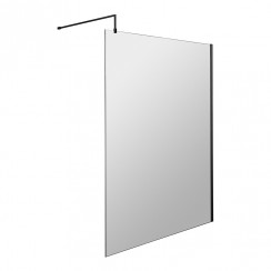 Hudson Reed Wetroom Shower Screen with Matt Black Profile & Support Bar 1400mm W x 1950mm H x 8mm Glass - WRSBP14-CO-1