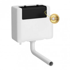 Hudson Reed Concealed Toilet Cistern with Traditional Dual Flush Push Button (Bottom Inlet) - Brushed Brass- XTY8T03B-CO-1