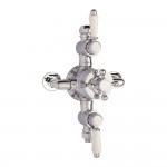 Nuie Victorian Triple Exposed Thermostatic Shower Valve with 2 Outlet - Chrome