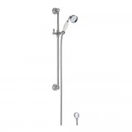 Old London by Hudson Reed Chrome Traditional Traditional Shower Slider Rail Kit with Outlet Elbow & White Ceramic Shower Handset