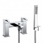 Madena Chrome Deck Mounted Bath Shower Mixer Tap - Modern Square Design