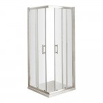 Nuie Pacific Corner Entry Shower Enclosure with Polished Chrome Profile and Rounded T-Bar Handle 1850mm H x 760mm W x 6mm Glass
