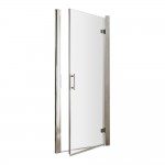 Nuie Pacific Hinged Shower Door with Polished Chrome Profile and Rounded T-Bar Handle 1850mm H x 760mm W x 6mm Glass